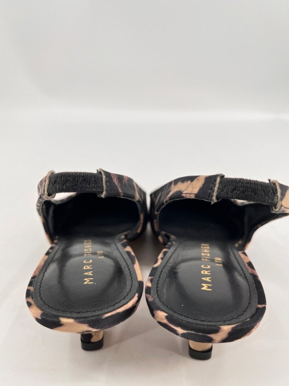 Marc Fisher Posey Slingback Pumps Leopard Size 7 Elastic Strap Kitten Heel - Picture 5 of 15